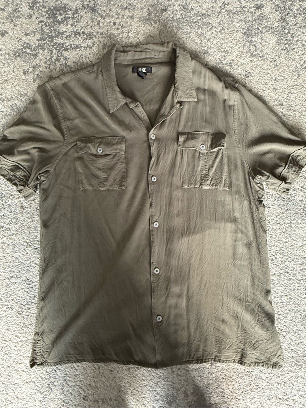 Paige Short Sleeved Olive Green Button Up Shirt
